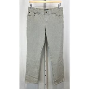 RALPH LAUREN Jeans Co Ticking Stripe Mid Rise Jeans Zip Fly Blue White 8